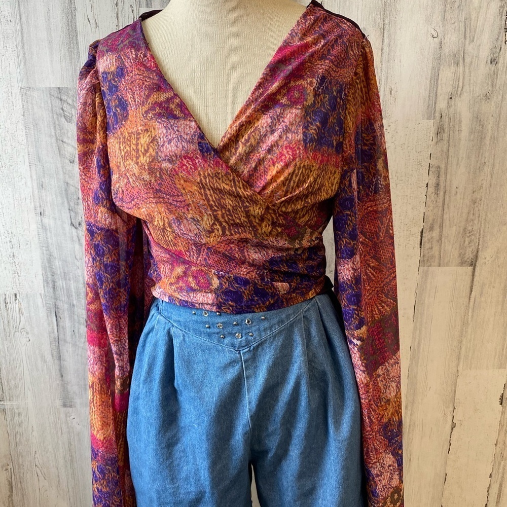 Colorful Wrap Blouse